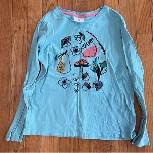 Hanna Andersson Teal Long Sleeve Shirt with Nature Graphic